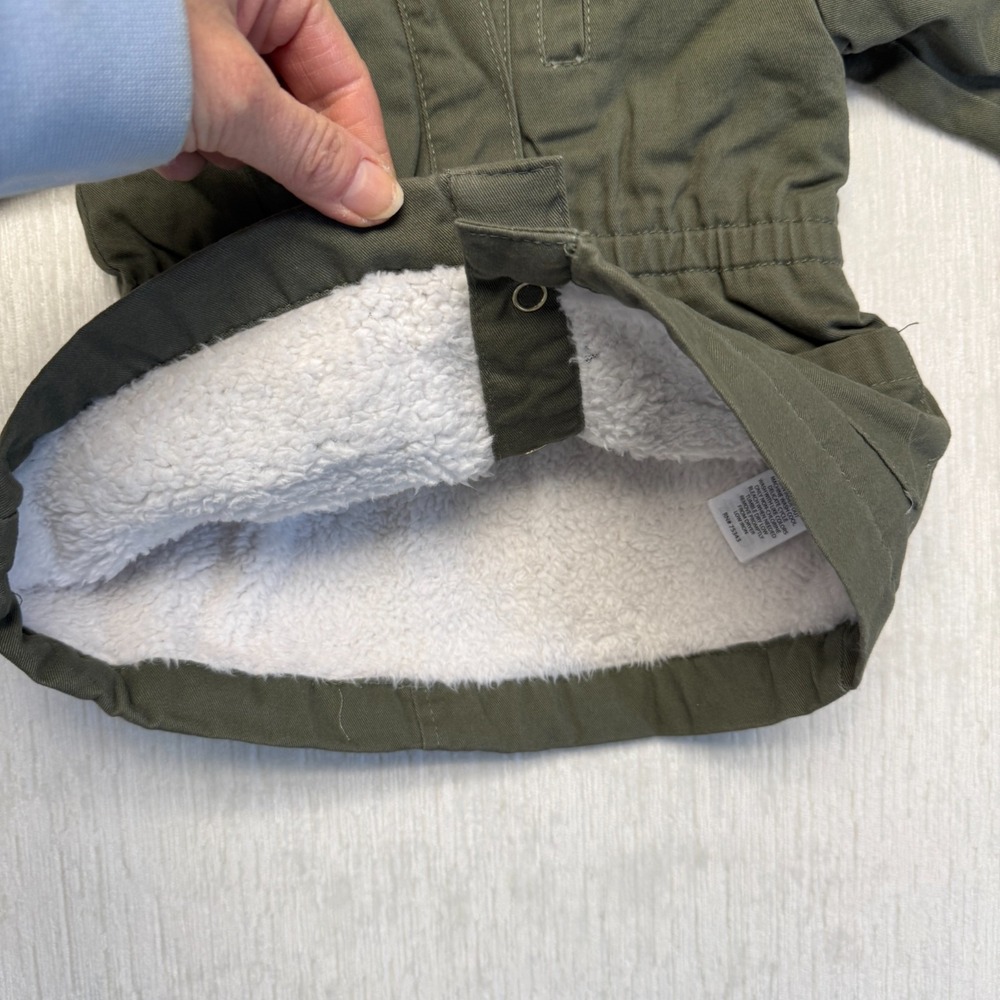 Tahari Fall Winter Jacket Toddler Girls 3T Olive Green Sherpa Lined Hooded Zip - Picture 7 of 10